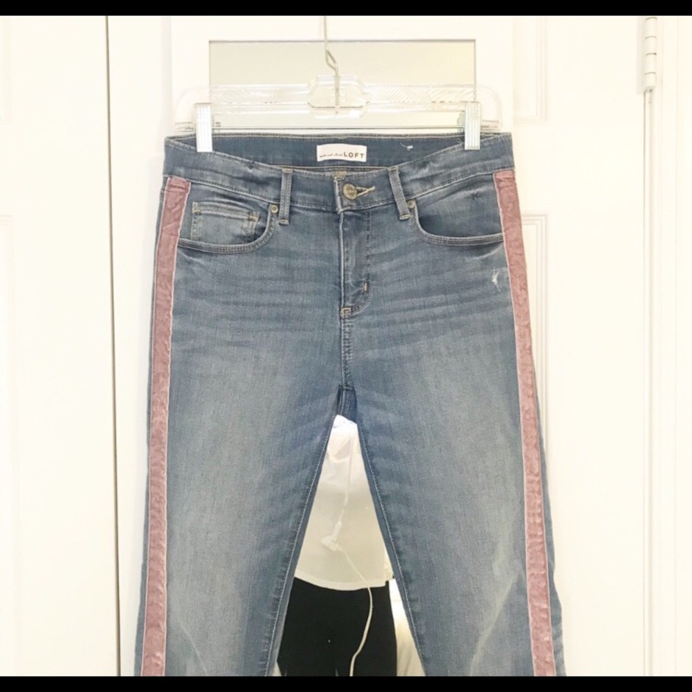 LOFT Velvet Stripe Skinny Jeans - Picture 5 of 7